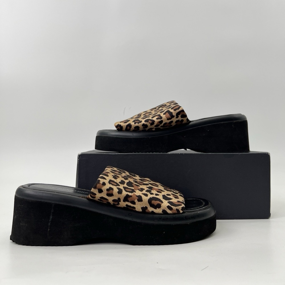 Y2K Chunky Platform Sandals Women 7 Indie Sleaze Animal Print Slinky 90s Baddie